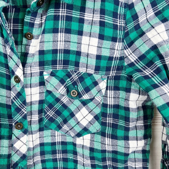 Check & Stripe Green Plaid Flannel Button Down Sz Small - Picture 3 of 5